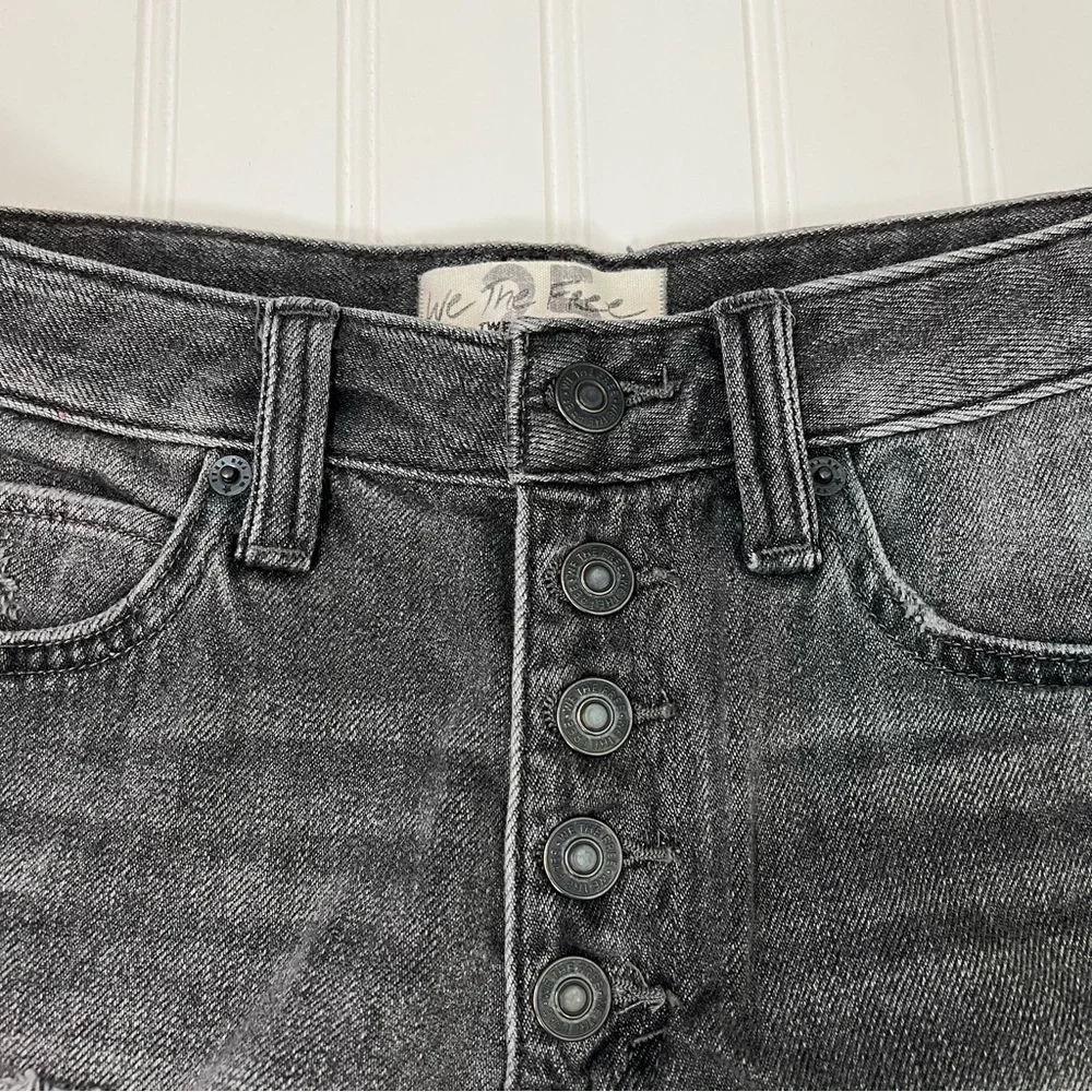Free People We the Free Women's Black Romeo Jean Cut Off Button Fly Shorts 25